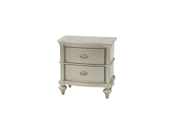 English Elm NIGHTSTAND Champagne Wood Nightstand 28"x17"x28"H – Elegant Vintage Finish, Compact Storage Drawer B089112924