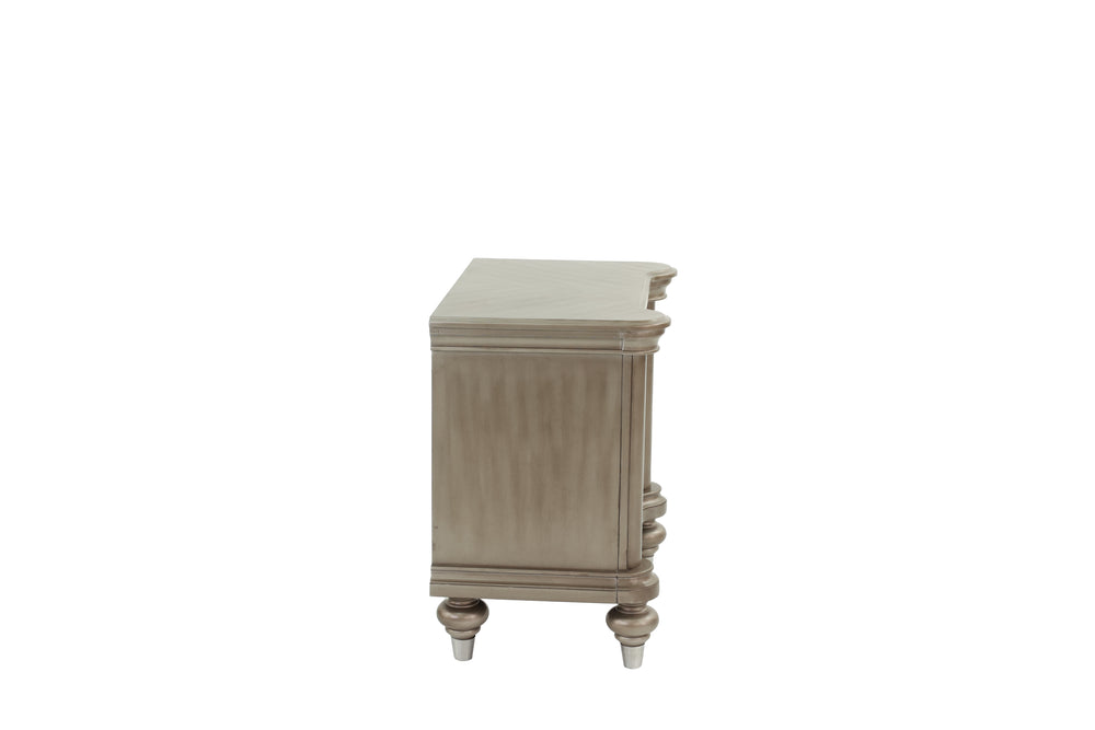 English Elm NIGHTSTAND Elegant Champagne Wood Nightstand 28"x18"x28"H — Compact Storage, Sleek Classic Finish B089112932