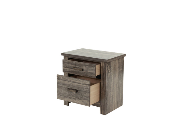 English Elm NIGHTSTAND Gray Oak Wood Nightstand 24"x16"x24"H Rustic Brown-Gray Finish Compact Storage Charm B089112930