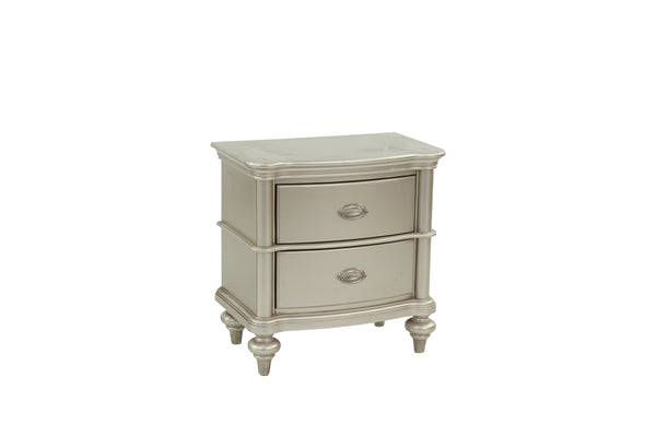 English Elm NIGHTSTAND Champagne Wood Nightstand 28"x17"x28"H – Elegant Vintage Finish, Compact Storage Drawer B089112924