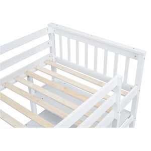 English Elm Twin Pine Loft Bed with Built-in Desk Open Shelves and Led Ambient Lighting GX000245AAK