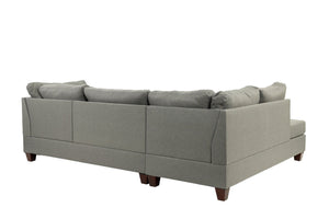 English Elm 3-PC Sectional in Gray Reversible Chaise Sofa & Ottoman Set 104"W Linen-Like Fabric Wood Frame Durable B089S00116