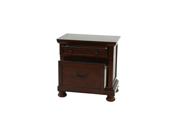 English Elm NIGHTSTAND Antique Cherry Wood Nightstand 29"x18"x30" Dark Brown Finish Classic Storage Drawer Appeal B089112921