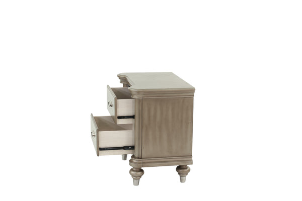 English Elm NIGHTSTAND Elegant Champagne Wood Nightstand 28"x18"x28"H — Compact Storage, Sleek Classic Finish B089112932