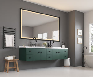 English Elm 84in. Aluminum Alloy Framed Rectangle Wall Mirror Farmhouse Vanity Hd Float Glass Matte Black W1272112588
