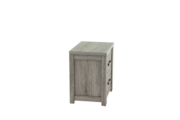 English Elm NIGHTSTAND Light Gray Oak Wood 24"x17"x25"H | Compact Modern Bedroom Storage Table with Durable Finish B089112927