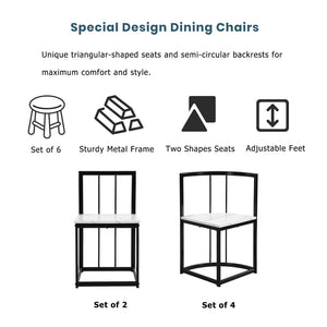 English Elm Topmax Seven Piece Faux Marble Dining Set Iron Frame Seats Six Compact Modern Kitchen N717S000017B