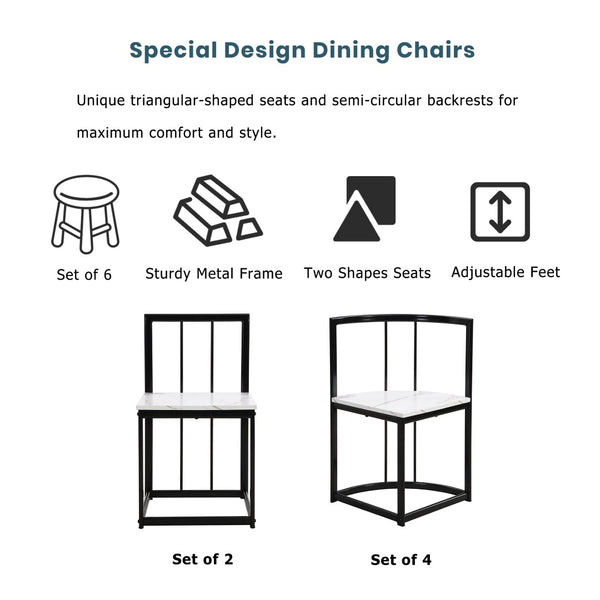 English Elm Topmax Seven Piece Faux Marble Dining Set Iron Frame Seats Six Compact Modern Kitchen N717S000017B