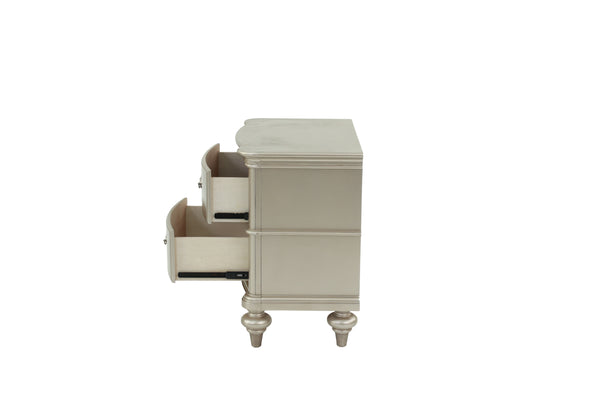 English Elm NIGHTSTAND Champagne Wood Nightstand 28"x17"x28"H – Elegant Vintage Finish, Compact Storage Drawer B089112924