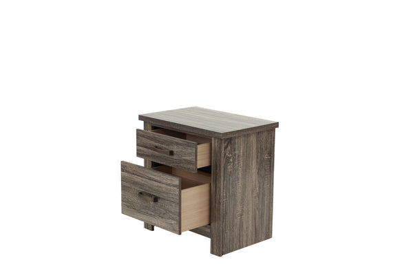 English Elm NIGHTSTAND Gray Oak Wood Nightstand 24"x16"x24"H Rustic Brown-Gray Finish Compact Storage Charm B089112930