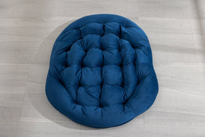 English Elm Outdoor Rattan Rocking Chair Oversized Hand-Woven Egg Recliner with Plush Cushion, Durable Steel Frame, Weather-Resistant Comfort for Patio Navy Blue W640105286