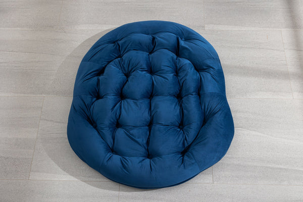 English Elm Outdoor Rattan Rocking Chair Oversized Hand-Woven Egg Recliner with Plush Cushion, Durable Steel Frame, Weather-Resistant Comfort for Patio Navy Blue W640105286