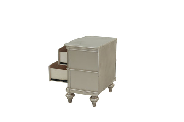 English Elm NIGHTSTAND Champagne Wood Nightstand 28"x17"x28"H – Elegant Vintage Finish, Compact Storage Drawer B089112924