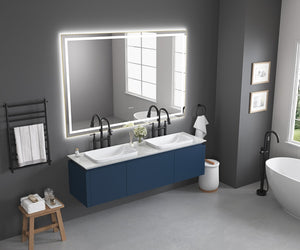 English Elm 84in. Matte Black Framed Led Vanity Mirror Dimmable Anti-fog Full Length Wall Mount W127294620