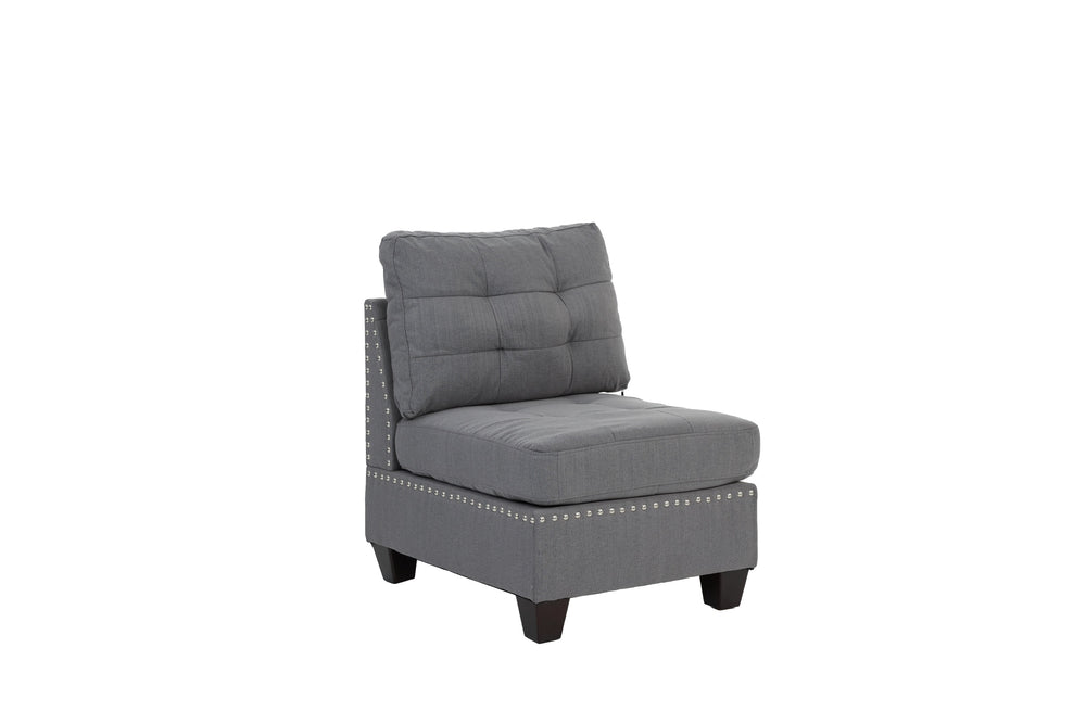English Elm MODULA 5PC Gray Modular Linen-Like Fabric Sectional Set with Wood Frame, Corner Chair, Ottoman Included B089S00093