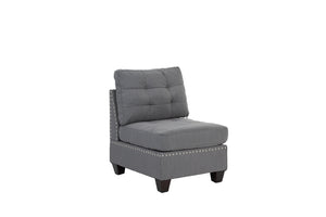 English Elm MODULA 5PC Gray Modular Linen-Like Fabric Sectional Set with Wood Frame, Corner Chair, Ottoman Included B089S00093