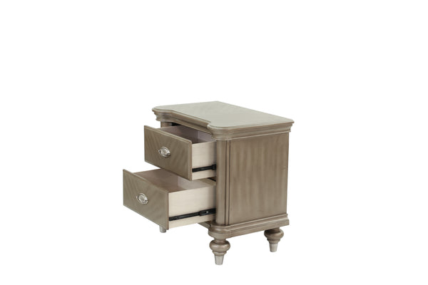 English Elm NIGHTSTAND Elegant Champagne Wood Nightstand 28"x18"x28"H — Compact Storage, Sleek Classic Finish B089112932