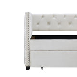 Hearth and Haven Francinette Upholstered Daybed with Double Drawers, Beige W1756S00006