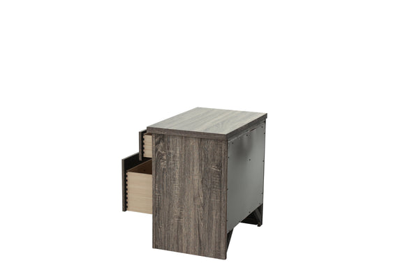English Elm NIGHTSTAND Gray Oak Wood Nightstand 24"x16"x24"H Rustic Brown-Gray Finish Compact Storage Charm B089112930