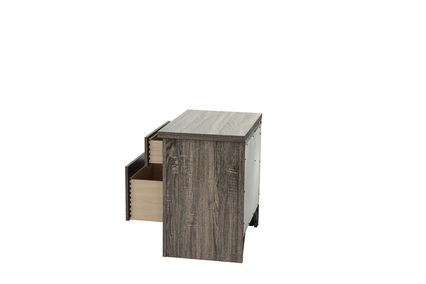 English Elm NIGHTSTAND Gray Oak Wood Nightstand 24"x16"x24"H Rustic Brown-Gray Finish Compact Storage Charm B089112930
