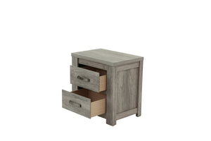 English Elm NIGHTSTAND Light Gray Oak Wood 24"x17"x25"H | Compact Modern Bedroom Storage Table with Durable Finish B089112927