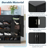 English Elm Sleek and Modern Shoe Cabinet With Adjustable Shelves, Minimalist Shoe Storage Organizer With Sturdy Top Surface, Space-Saving Design Side Board For Various Sizes Of Items, Black