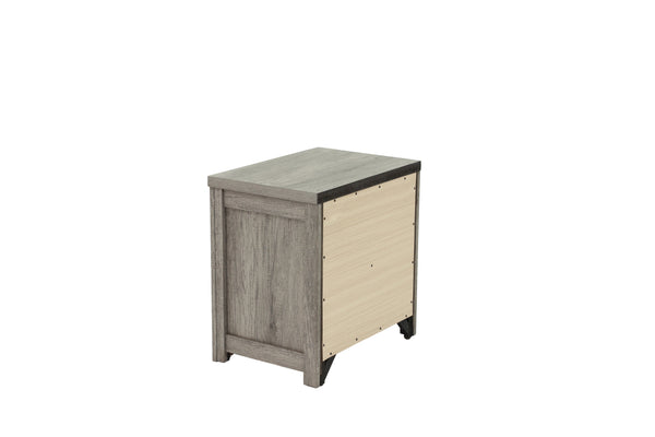 English Elm NIGHTSTAND Light Gray Oak Wood 24"x17"x25"H | Compact Modern Bedroom Storage Table with Durable Finish B089112927