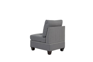 English Elm MODULA 5PC Gray Modular Sectional Set with Linen-Like Fabric, Wood Frame, Corner Chair & Ottoman - Modern Comfort B089S00092