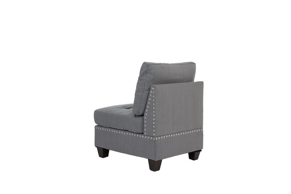 English Elm MODULA 5PC Gray Modular Sectional Set with Linen-Like Fabric, Wood Frame, Corner Chair & Ottoman - Modern Comfort B089S00092