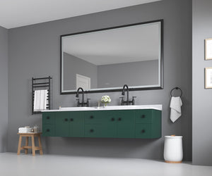 English Elm 84in. Aluminum Alloy Framed Rectangle Wall Mirror Farmhouse Vanity Hd Float Glass Matte Black W1272112588