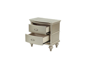 English Elm NIGHTSTAND Champagne Wood Nightstand 28"x17"x28"H – Elegant Vintage Finish, Compact Storage Drawer B089112924