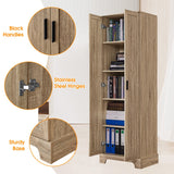 English Elm Storage Cabinet With Two Doors For Bathroom, Office, Adjustable Shelf, Mdf Board, Brown