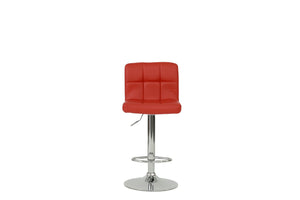 English Elm BAR STOOL Sleek Red Faux Leather Bar Stool with Chrome Frame Adjustable 35-43"H Comfortable Seat B089112912