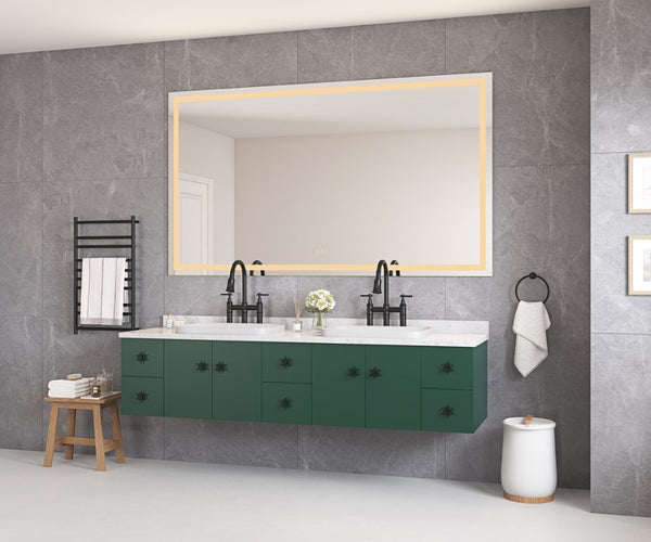 English Elm 60in. Led Bathroom Wall Mirror with Anti-fog Three Color Temps and Touch Control W1272P144854