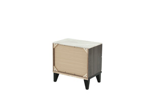 English Elm NIGHTSTAND Rustic Oak Finish with Faux Marble Top and Drawer Storage – Compact 23"x15"x23"H Bedroom Piece Dark Gray 26 L x 19 W x 21 H B089112928