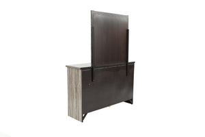 English Elm DRESSER Gray Oak 59" Wood 6-Drawer Solid Storage Chest — Modern Brown-Gray Finish, Sturdy Design B089112931