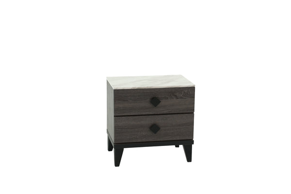 English Elm NIGHTSTAND Rustic Oak Finish with Faux Marble Top and Drawer Storage – Compact 23"x15"x23"H Bedroom Piece Dark Gray 26 L x 19 W x 21 H B089112928