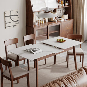 English Elm Walnut Solid Oak Extendable Dining Table Seats 8 with Diagonal Legs for Modern Rooms W1283103951