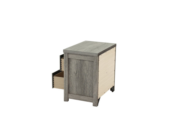 English Elm NIGHTSTAND Light Gray Oak Wood 24"x17"x25"H | Compact Modern Bedroom Storage Table with Durable Finish B089112927