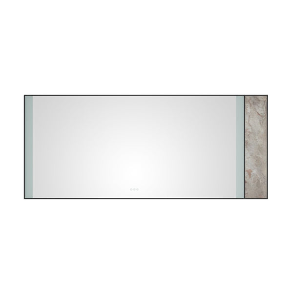 English Elm 84x 36 Inch Backlit Bathroom Vanity Mirror with Anti-fog Led Wall Mount Black Frame W1272103490