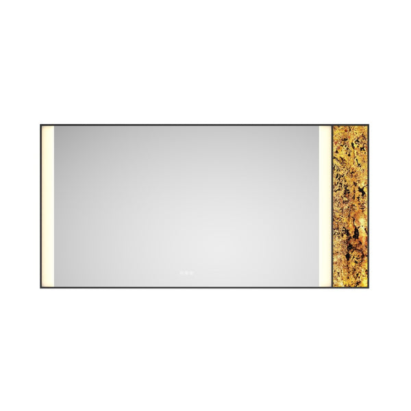 English Elm 72x 36 Inch Led Backlit Bathroom Mirror Anti-fog Touch Dimming Wall Mount Vanity Matte Black W1272103530