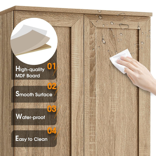 English Elm Storage Cabinet Freestanding Mdf Two Door Adjustable Shelving for Home Office Bath N725P331419D