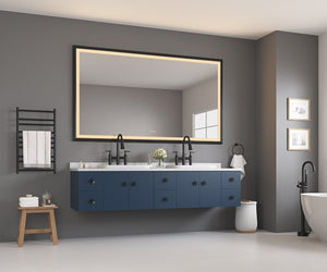 English Elm 84in. Aluminum Alloy Framed Rectangle Wall Mirror Farmhouse Vanity Hd Float Glass Matte Black W1272112588