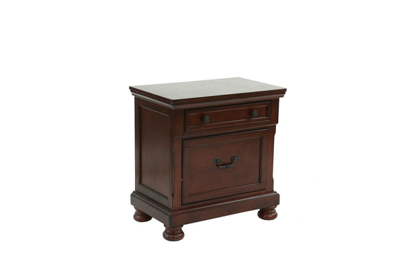 English Elm NIGHTSTAND Antique Cherry Wood Nightstand 29"x18"x30" Dark Brown Finish Classic Storage Drawer Appeal B089112921