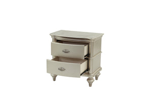 English Elm NIGHTSTAND Champagne Wood Nightstand 28"x17"x28"H – Elegant Vintage Finish, Compact Storage Drawer B089112924
