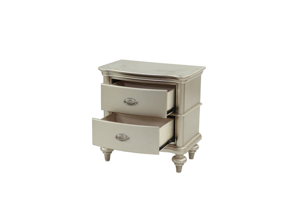 English Elm NIGHTSTAND Champagne Wood Nightstand 28"x17"x28"H – Elegant Vintage Finish, Compact Storage Drawer B089112924