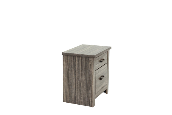 English Elm NIGHTSTAND Gray Oak Wood Nightstand 24"x16"x24"H Rustic Brown-Gray Finish Compact Storage Charm B089112930