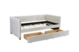 Hearth and Haven Francinette Upholstered Daybed with Double Drawers, Beige W1756S00006