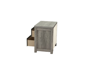English Elm NIGHTSTAND Light Gray Oak Wood 24"x17"x25"H | Compact Modern Bedroom Storage Table with Durable Finish B089112927
