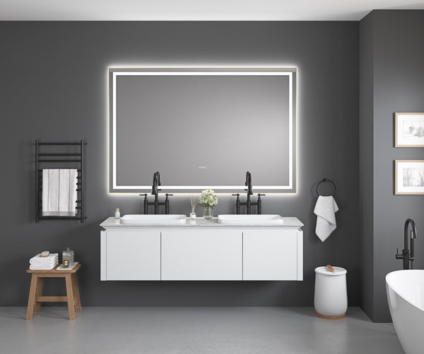 English Elm 84in. Matte Black Framed Led Vanity Mirror Dimmable Anti-fog Full Length Wall Mount W127294620